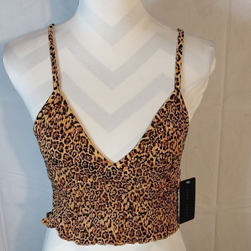 Faded Rose Animal Print Cropped Cami
